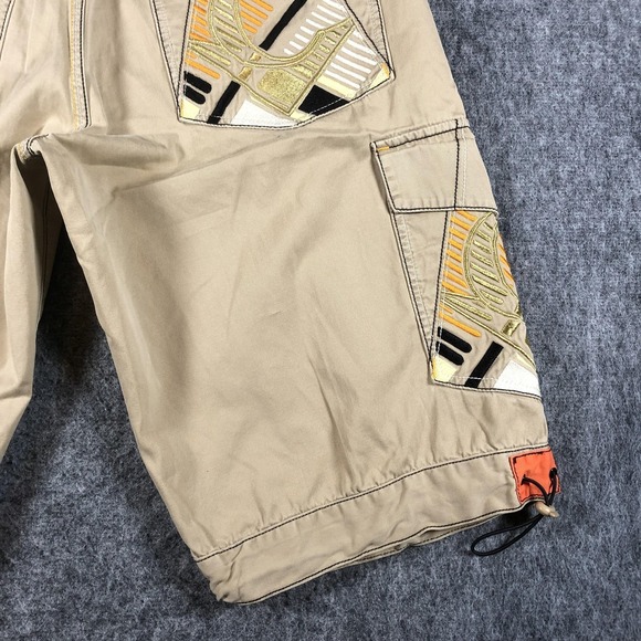 COOGI Cargo Shorts Mens 38 Beige Embroidered Drawstring Hip Hop Streetwear Y2K - Picture 15 of 16